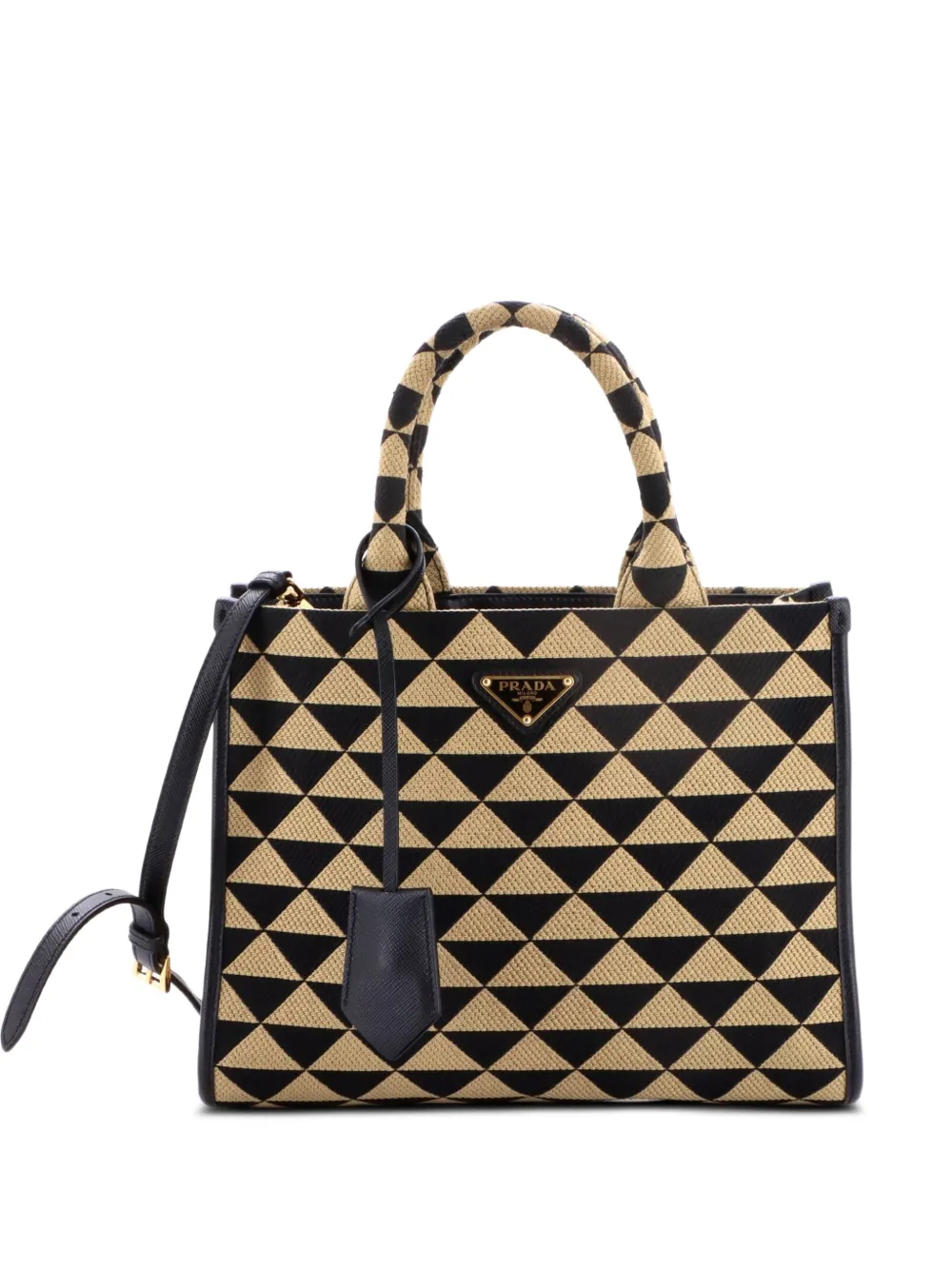 Prada Pre-Owned Symbole Shopper Jacquard Small tote bag - Marrone
