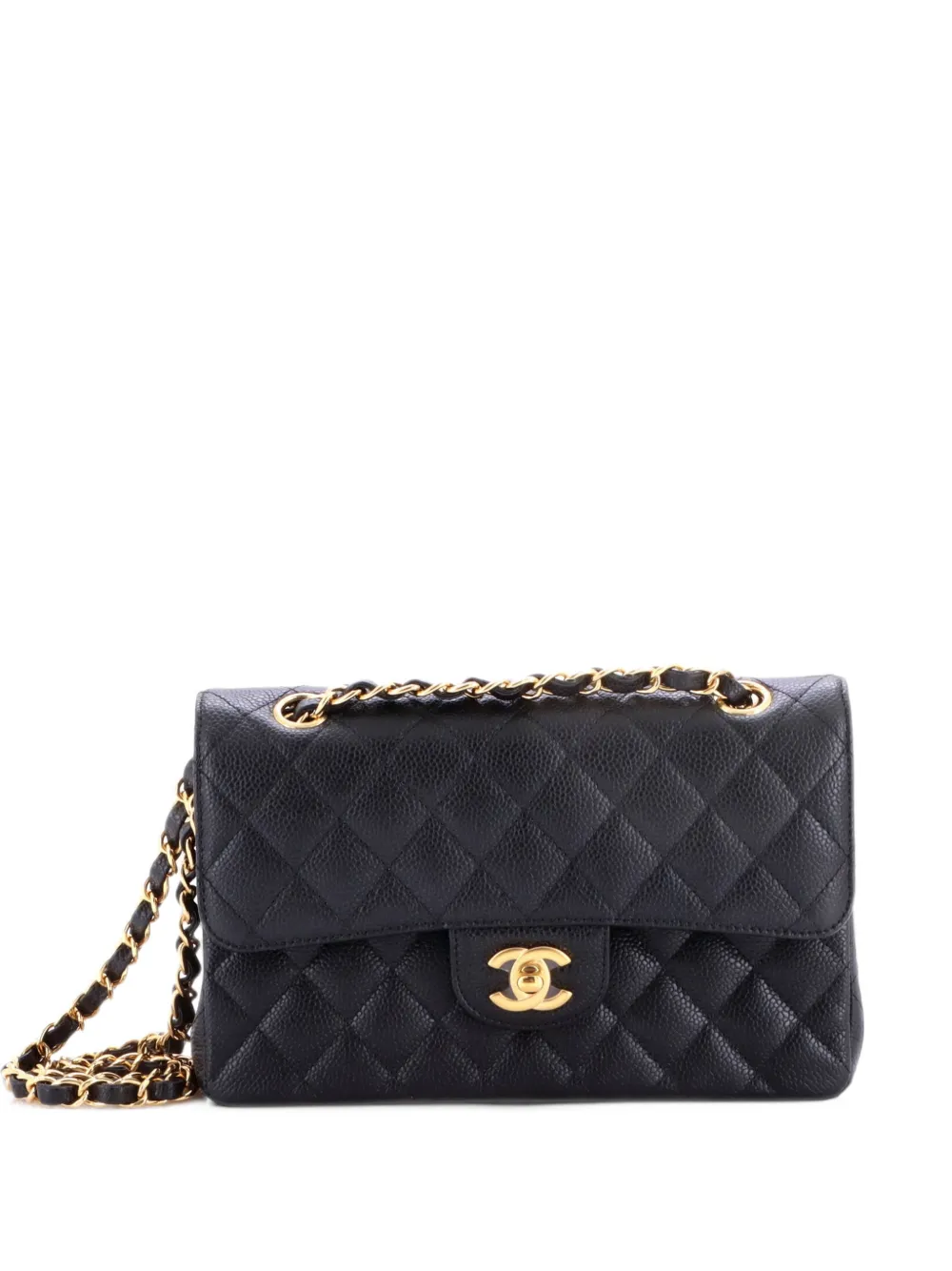 CHANEL Pre-Owned Classic Double Flap Bag Quilted Caviar Small shoulder bag - Black