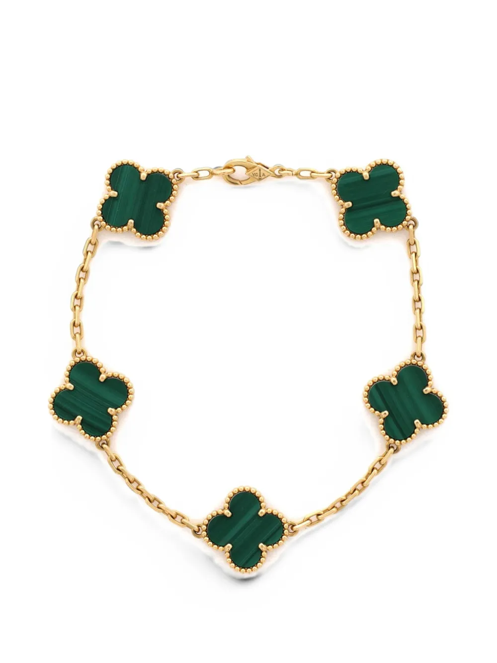 Van Cleef & Arpels Pre-Owned Vintage Alhambra 5 Motifs 18K Yellow Gold and Malachite bracelet
