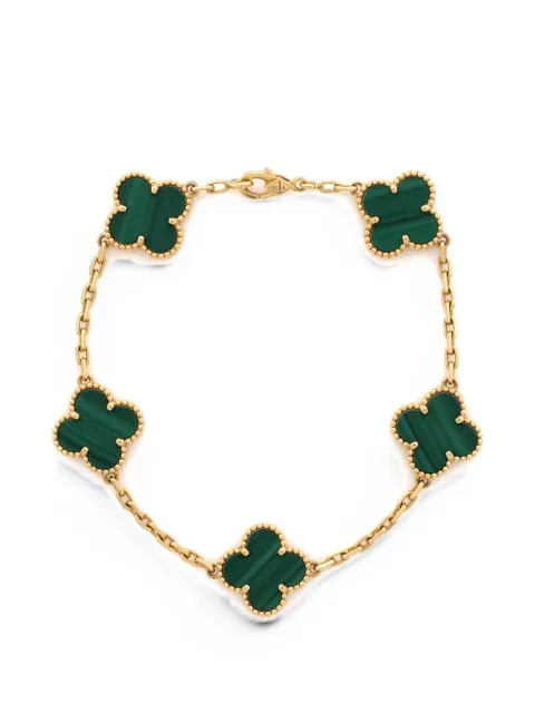 Van Cleef & Arpels Pre-Owned Vintage Alhambra 5 Motifs 18K Yellow Gold and Malachite bracelet