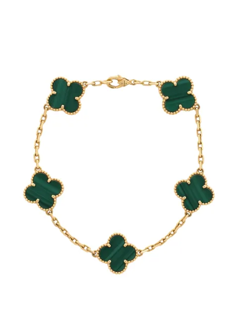 Van Cleef & Arpels Pre-Owned Vintage Alhambra 5 Motifs 18K Yellow Gold and Malachite bracelet