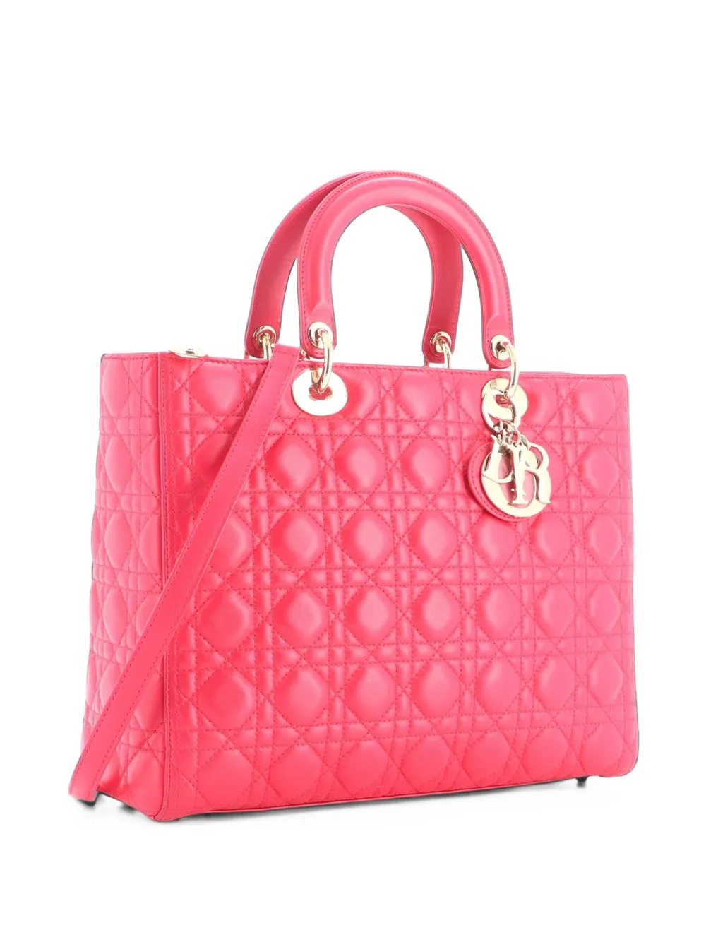 Christian Dior Pre-Owned Lady Dior Bag Cannage Quilt Lambskin Large tote bag - Rose Christian Dior Pre-Owned Lady Dior Bag Cannage Quilt Lambskin Large tote bag - Rose