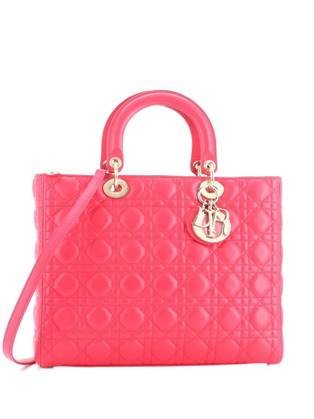 Christian Dior Pre-Owned Lady Dior Bag Cannage Quilt Lambskin Large tote bag - Rosa