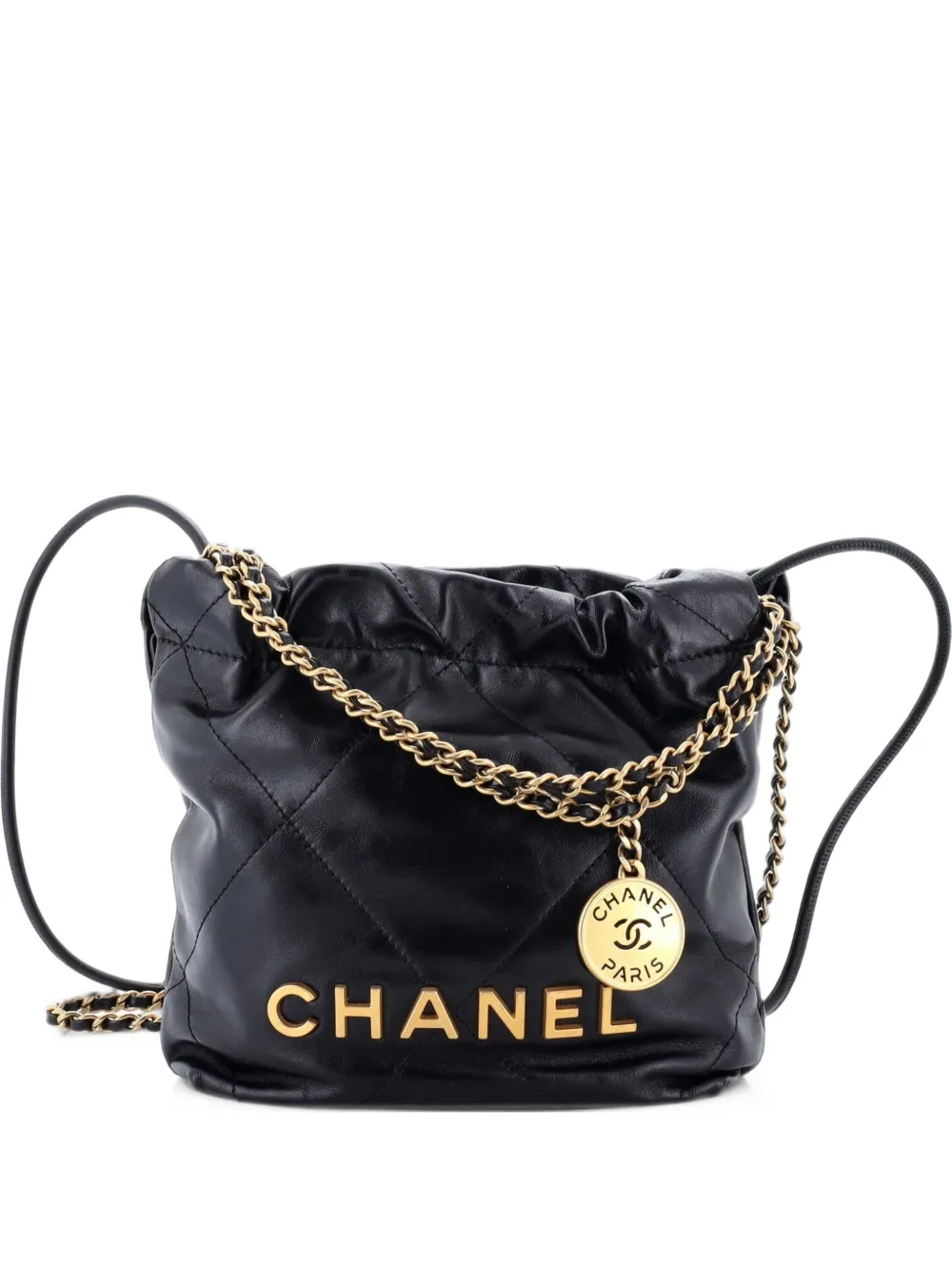 CHANEL Pre-Owned 22 Chain Hobo Quilted Calfskin Mini crossbody bag - Nero