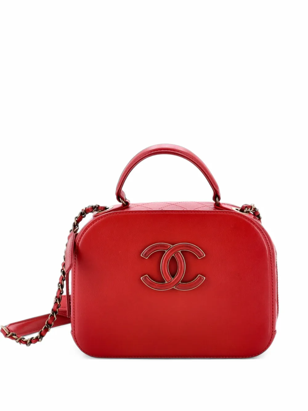 CHANEL Pre-Owned Coco Curve Vanity Case Calfskin and Quilted Goatskin Small shoulder bag - Rosso