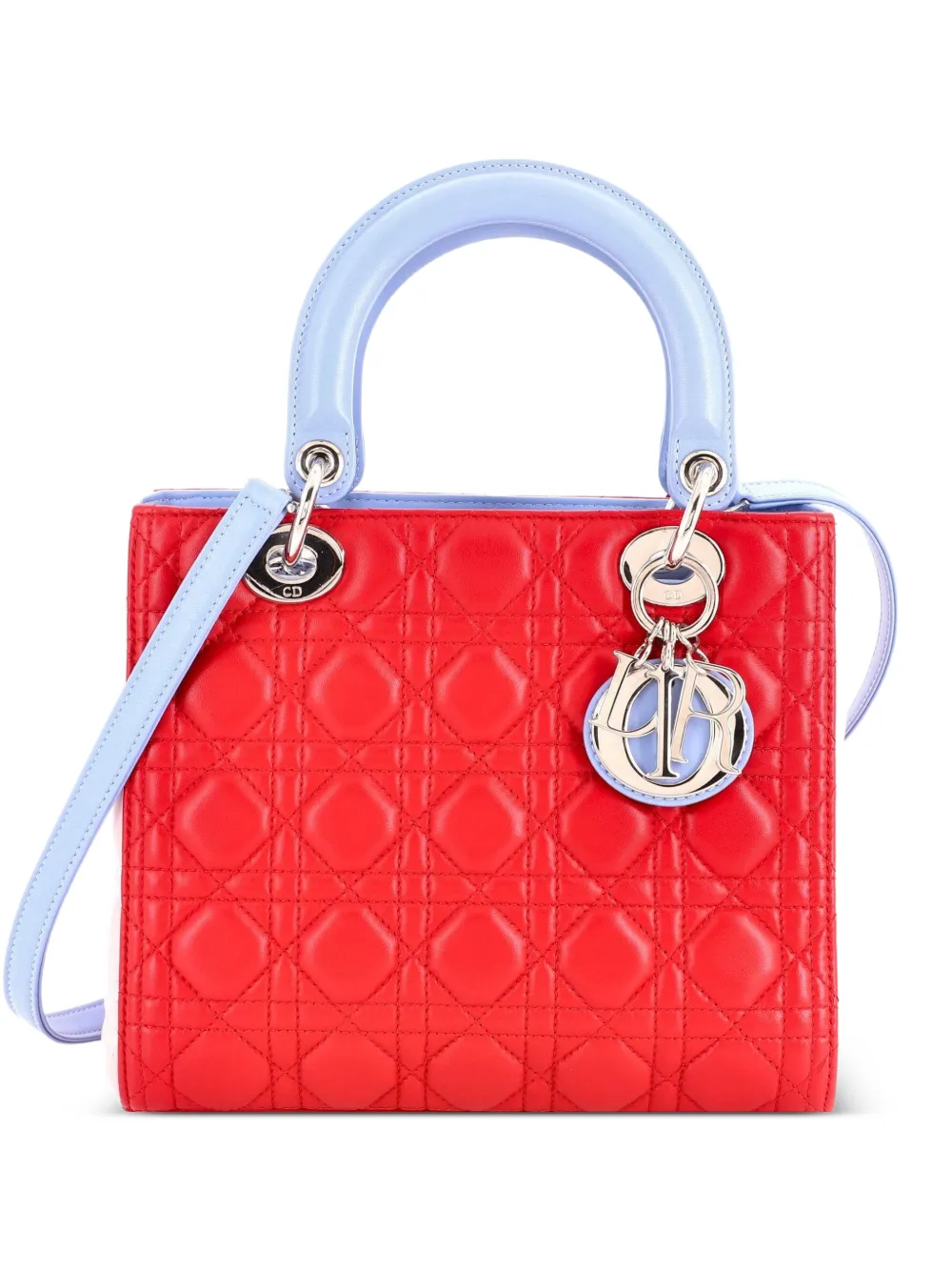 Christian Dior Pre-Owned Tricolor Lady Dior Bag Cannage Quilt Leather Medium satchel - Blau