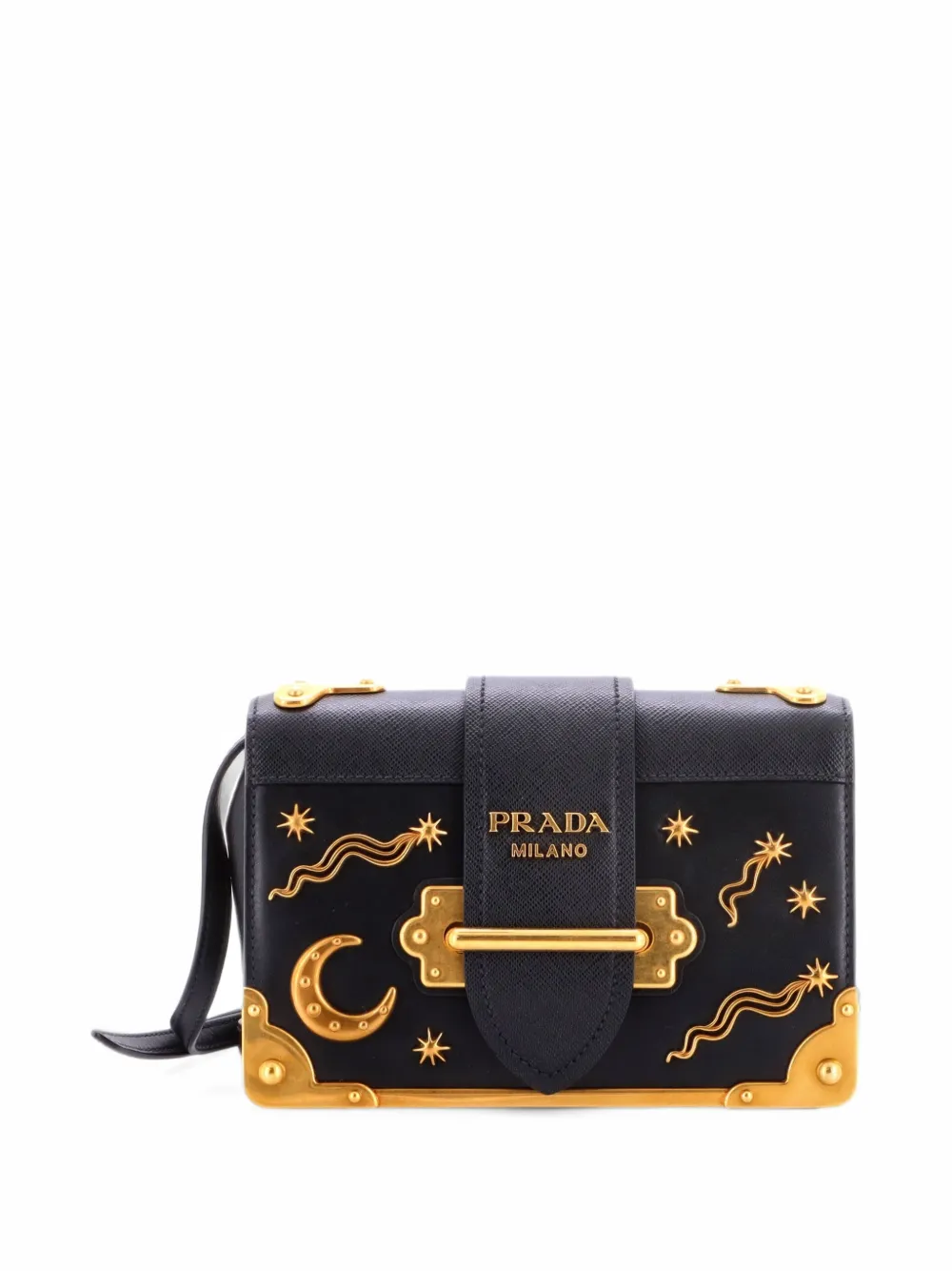 Prada Pre-Owned Cahier Embellished Leather Small crossbody bag - Black