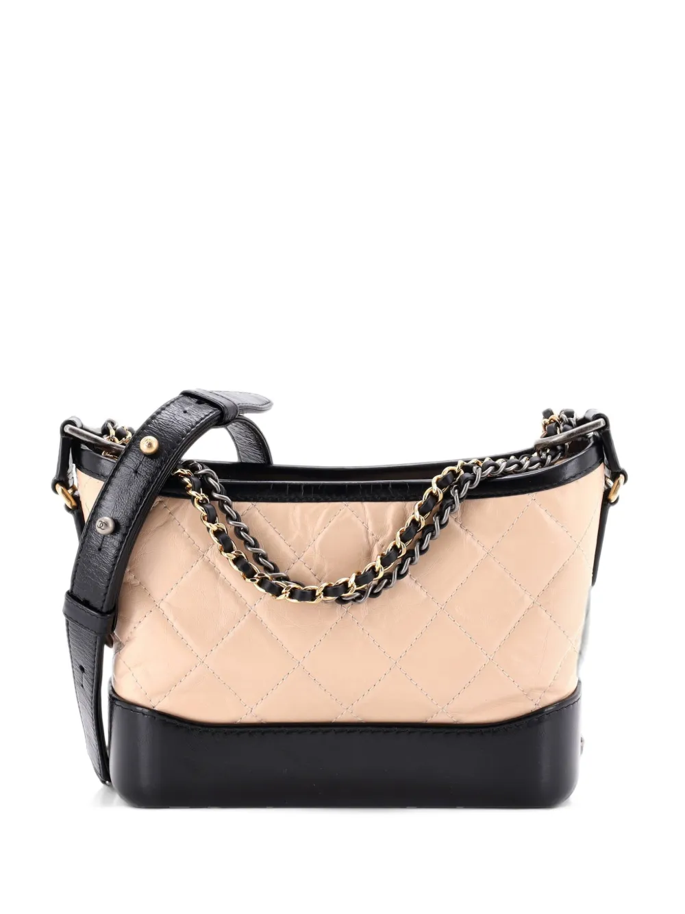 CHANEL Pre-Owned Bicolor Gabrielle Quilted Aged Calfskin Small hobo bag - Black