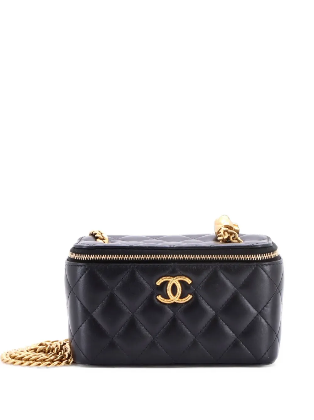 CHANEL Pre-Owned All Slide Long Vanity Case with Chain Quilted Lambskin Small crossbody bag - Black