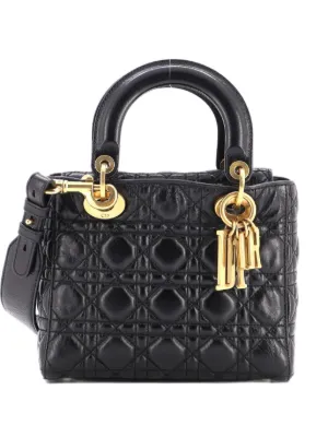 Dior カナージュ レディディオール キルティング ハンドバッグ ブラック Christian Dior Pre-Owned レディ ディオール カナージュ キルティング