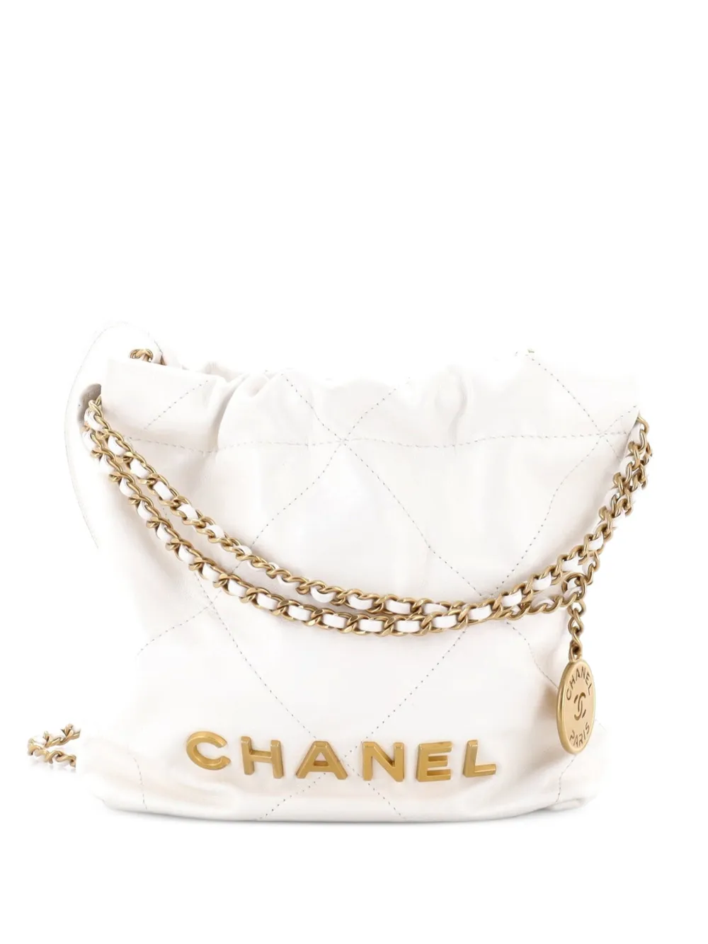 CHANEL Pre-Owned 22 Chain Hobo Quilted Calfskin Mini crossbody bag - White