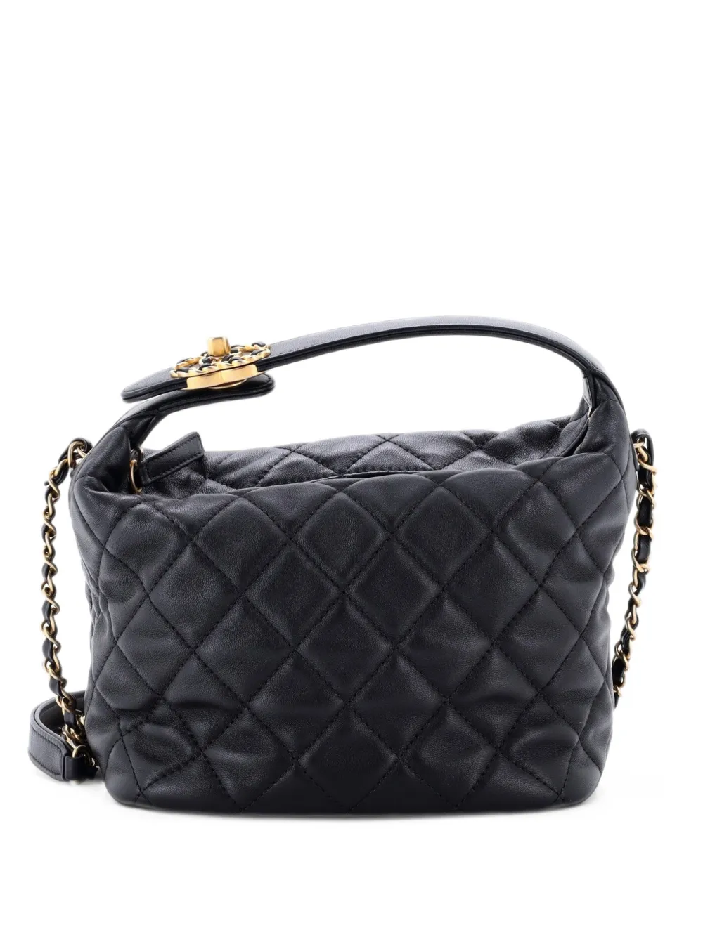 CHANEL Pre-Owned Perfect Meeting Quilted Lambskin Small hobo bag - Black