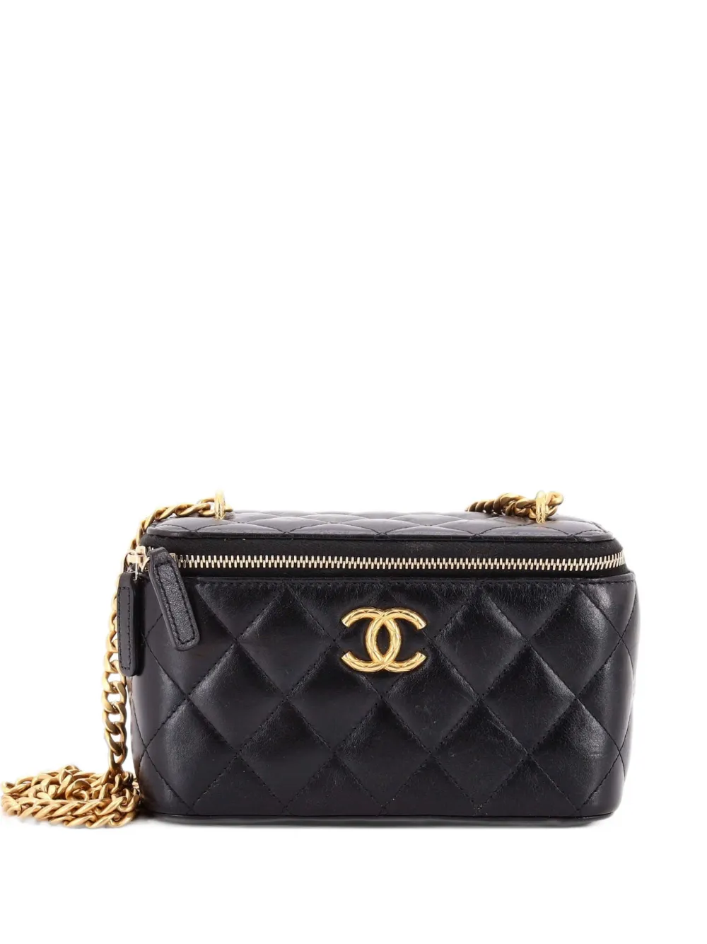 CHANEL Pre-Owned All Slide Long Vanity Case with Chain Quilted Lambskin Small crossbody bag - Black