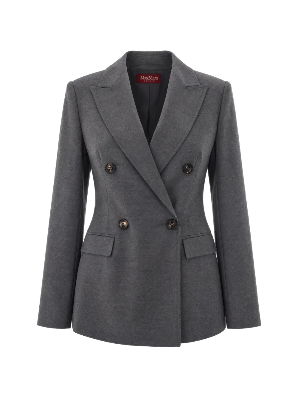 Max Mara double-breasted wool flannel blazer - Gris