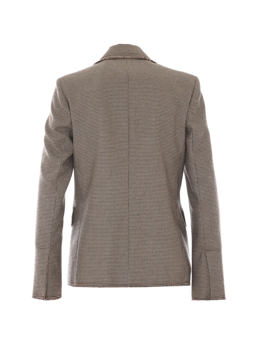 LIU JO houndstooth-pattern frayed-edge blazer Beige