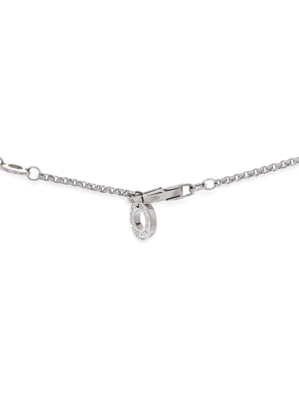 Bvlgari Pre-owned B.Zero1 Pendant 18K White Gold with Pave Diamonds Mini Necklace in Silver