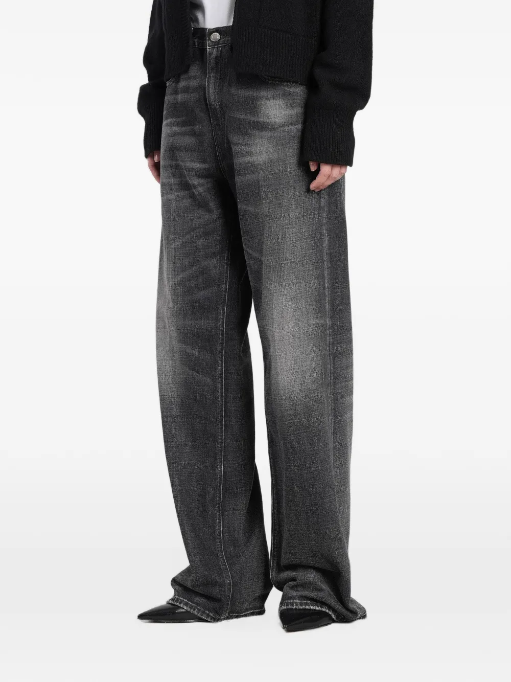 Haikure Bonnie washed wide-leg jeans Zwart