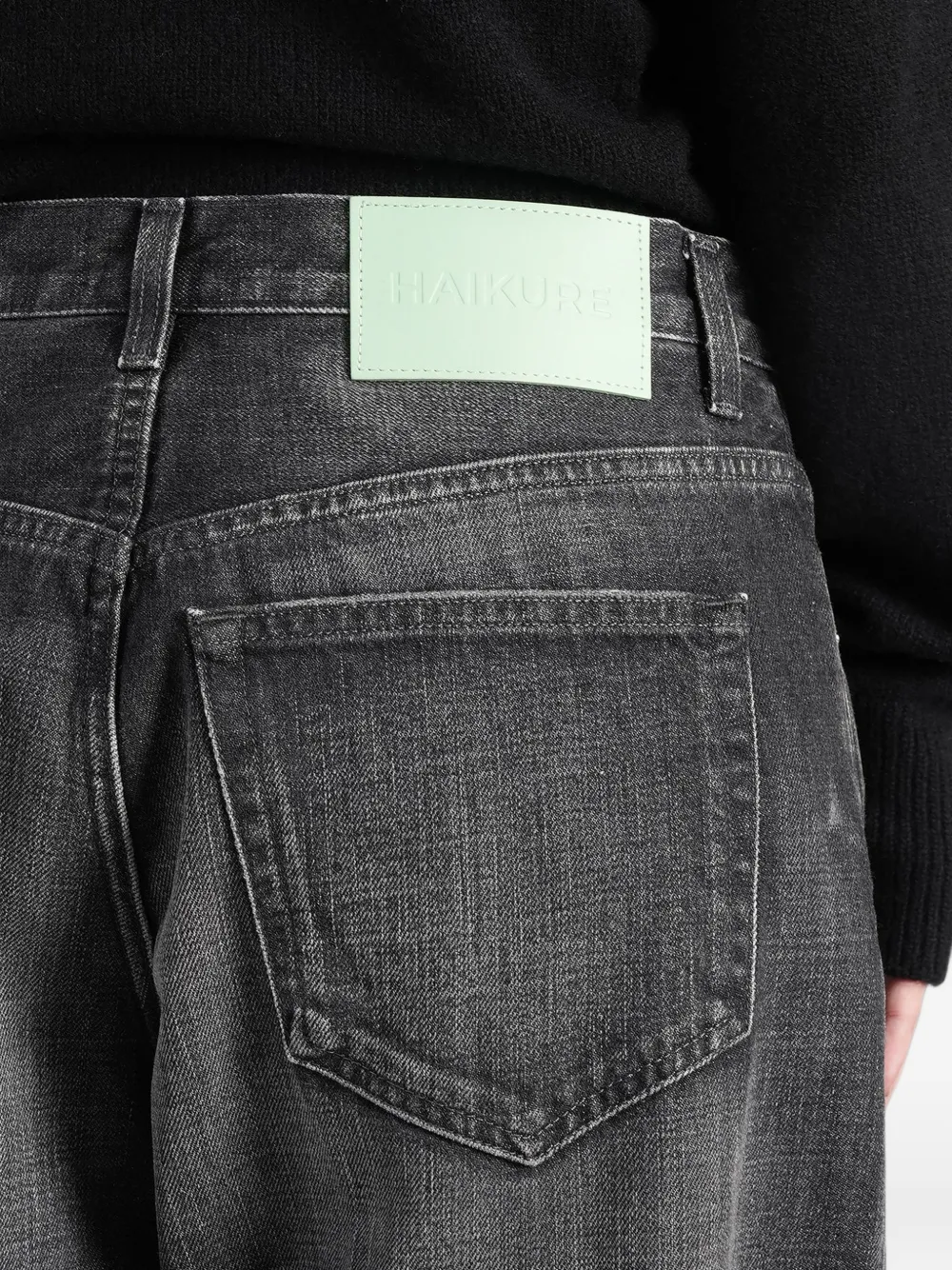 Haikure Bonnie washed wide-leg jeans Zwart