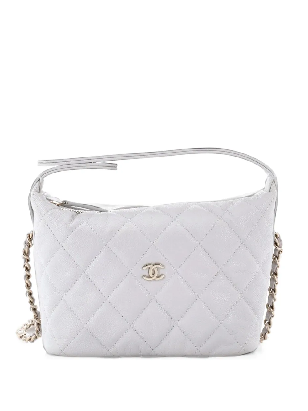 CHANEL Pre-Owned CC Hobo Clutch with Chain Quilted Caviar crossbody bag - Grigio