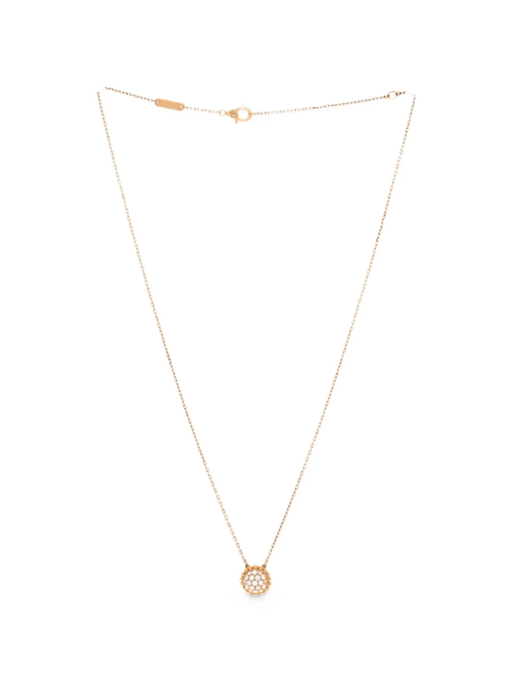 Pre-owned Van Cleef & Arpels Perlee Round Pendant 18k Rose Gold And Diamonds Necklace In Pink