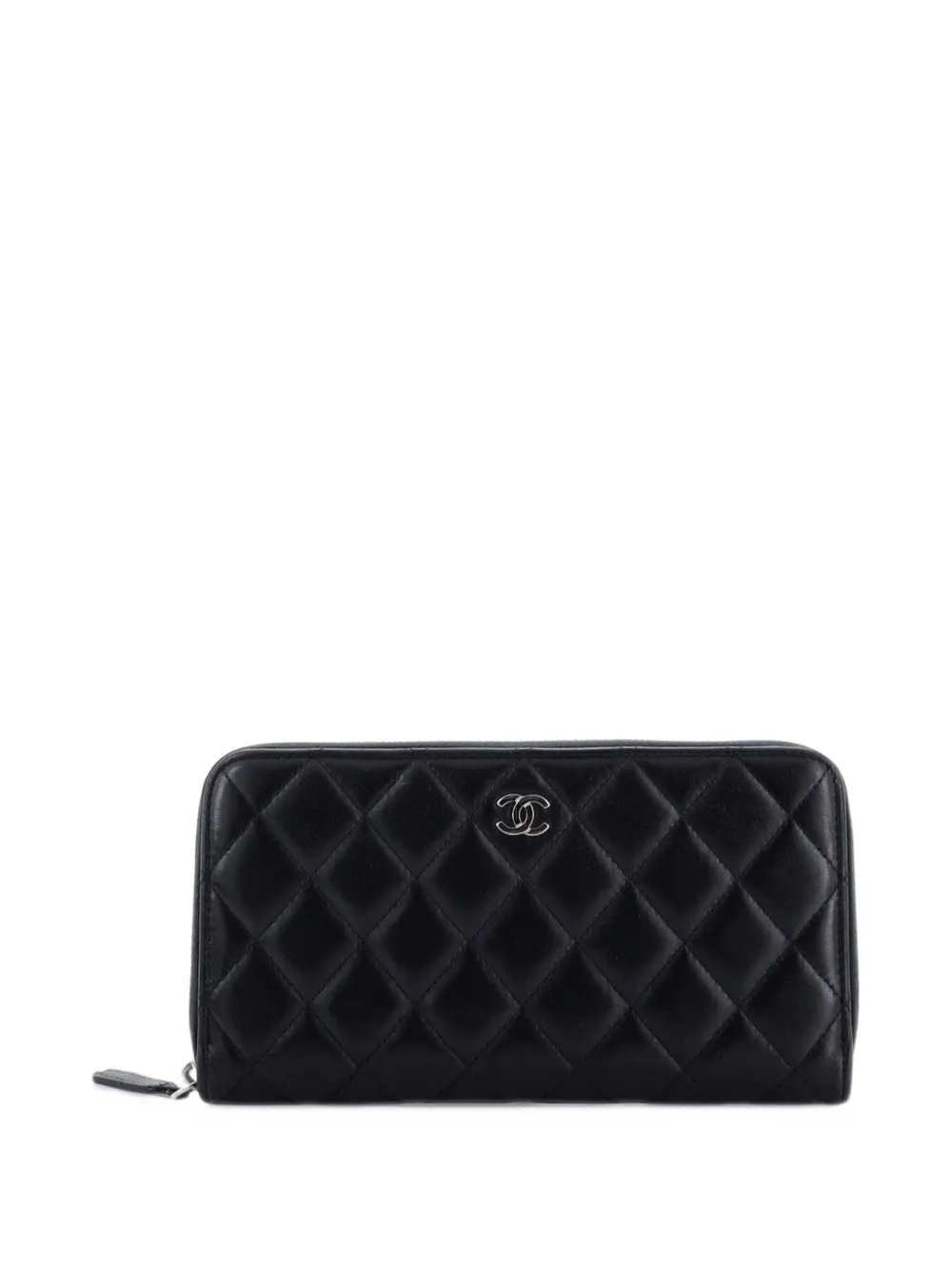 CHANEL Pre-Owned Zip Around Wallet Quilted Lambskin Long small wallets - Black