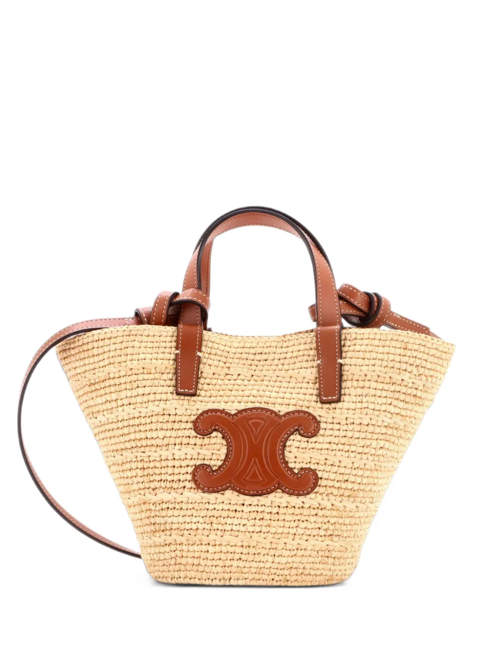 Celine Pre-Owned Triomphe Basket Raffia with Leather Nano shoulder bag - Braun
