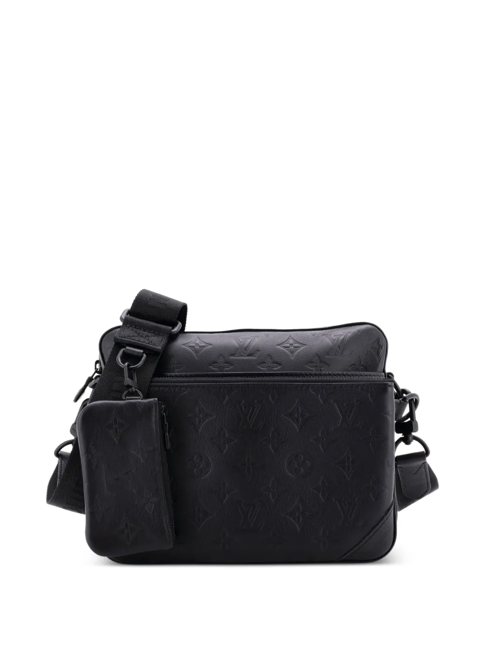 Louis Vuitton Pre-Owned Trio Messenger Bag Monogram Shadow Leather crossbody bag - Black