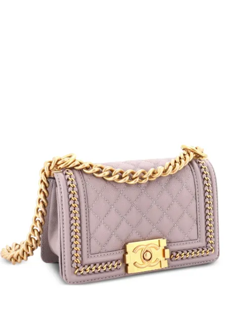 CHANEL Pre-Owned Boy Flap Bag Quilted Caviar with Whipstitch Chain Detail Small shoulder bag