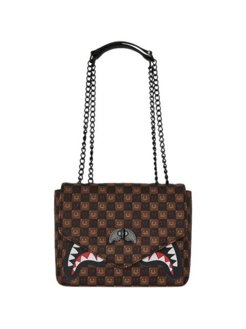 Sprayground Sharks In Paris check-pattern shark-mouth shoulder bag