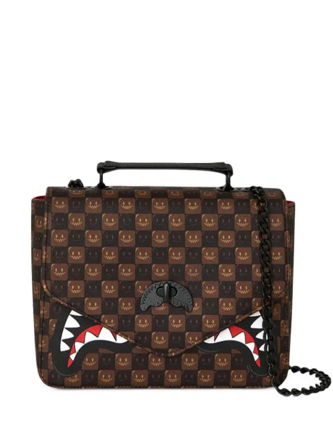 Sprayground Sharks In Paris check-pattern shark-mouth shoulder bag