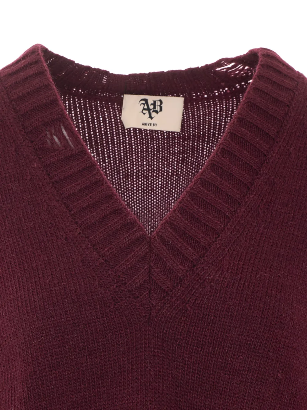 Aniye By Tina gerafelde trui met V-hals Rood
