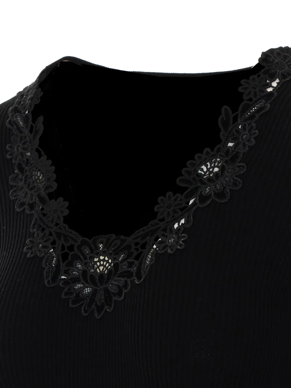 TWINSET lace-trim ribbed bodysuit Zwart
