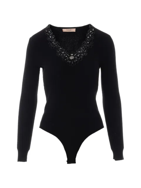 TWINSET lace-trim ribbed bodysuit
