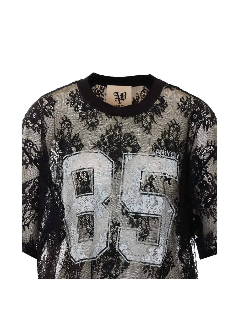 Aniye By Lila floral-lace T-shirt Zwart