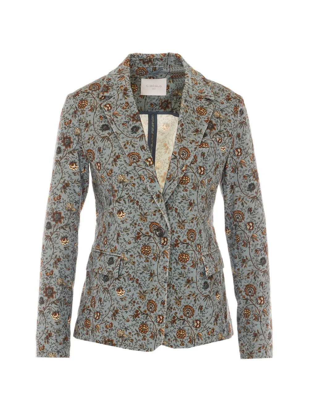 Circolo 1901 floral-print corduroy jacket Blauw