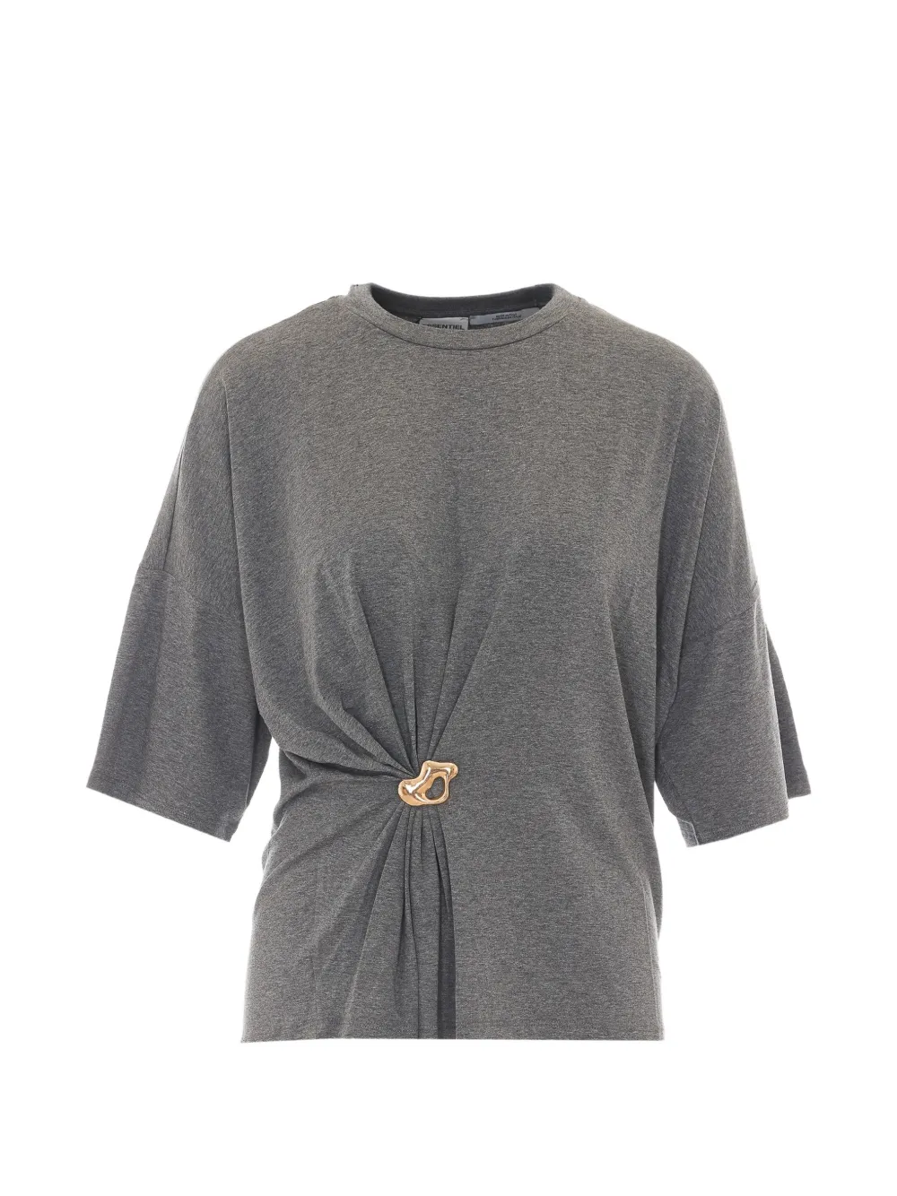 Essentiel Antwerp T-shirt met gesmockte voorkant Grijs