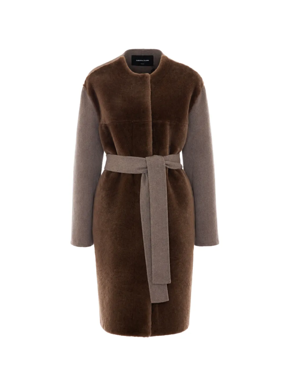 Fabiana Filippi belted shearling-panel coat - Braun