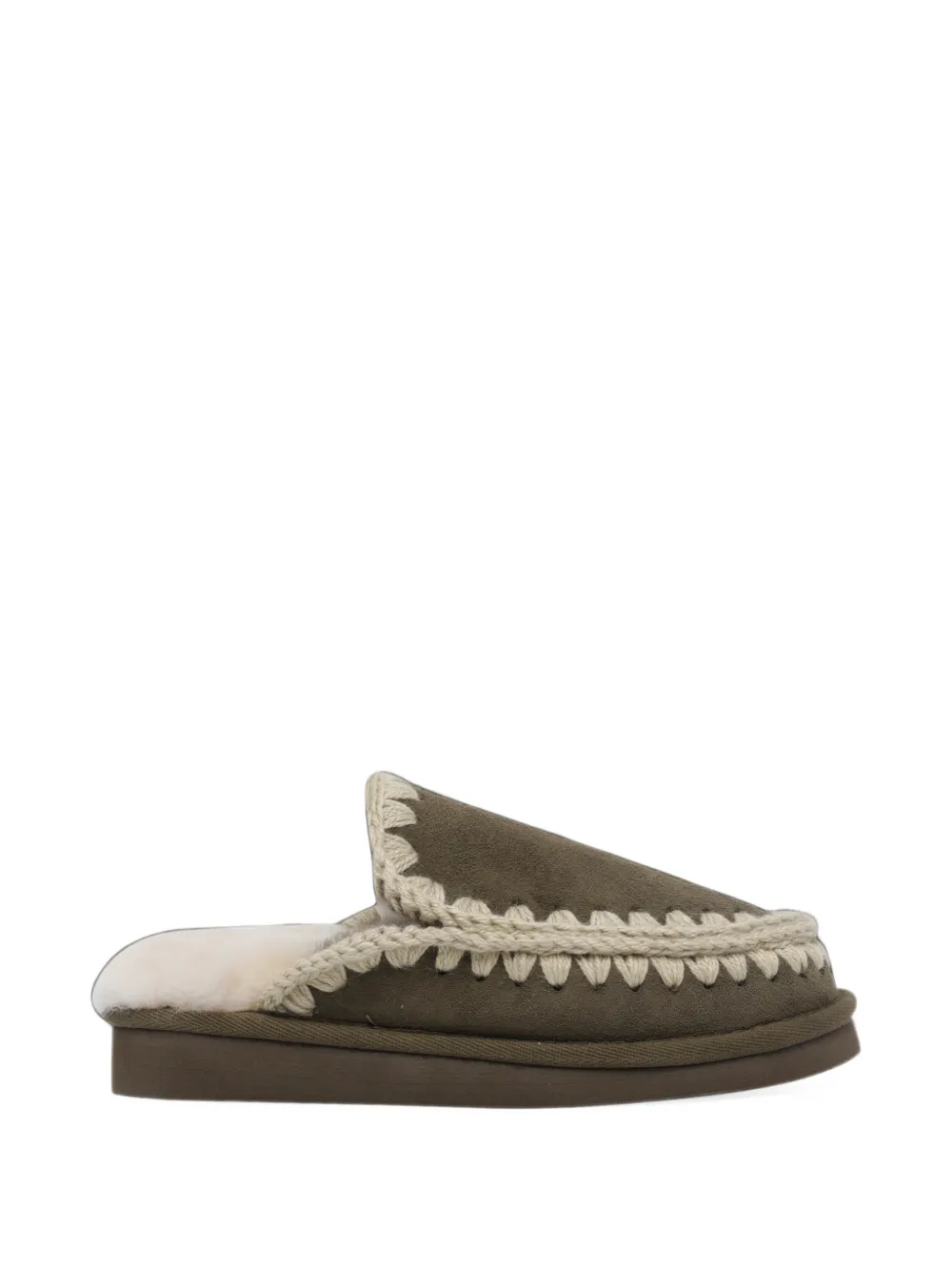 Mou Eskimo whipstitch suede slippers
