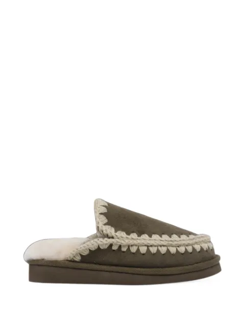 Mou Eskimo whipstitch suede slippers