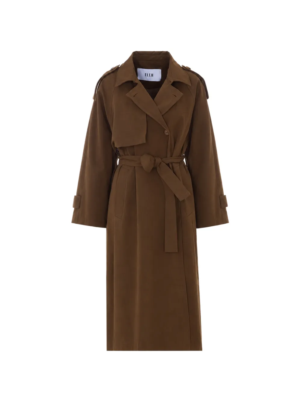 Eleh belted button-up trench coat - Marron