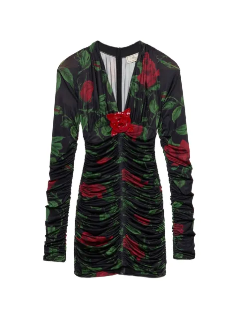 Blumarine vestido corto fruncido con motivo de rosa
