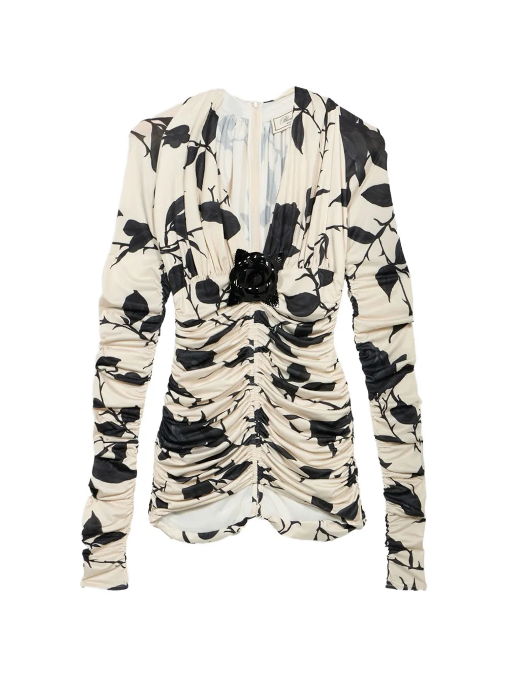 Blumarine floral-print ruched blouse - Toni neutri