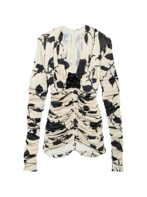 Blumarine floral-print ruched blouse