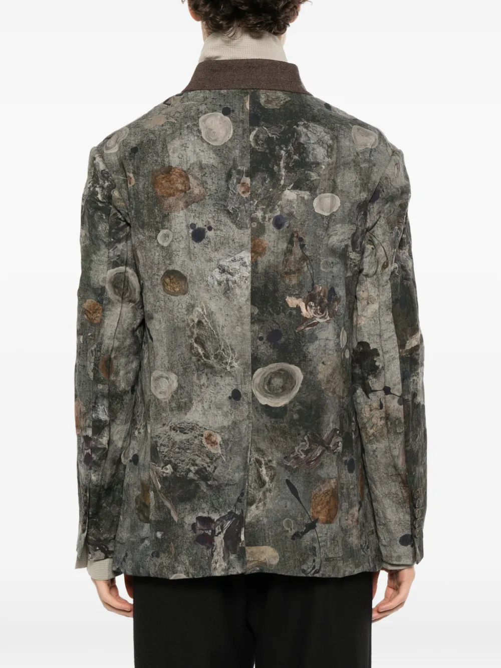 Ziggy Chen digital-print stand-collar blazer Grijs