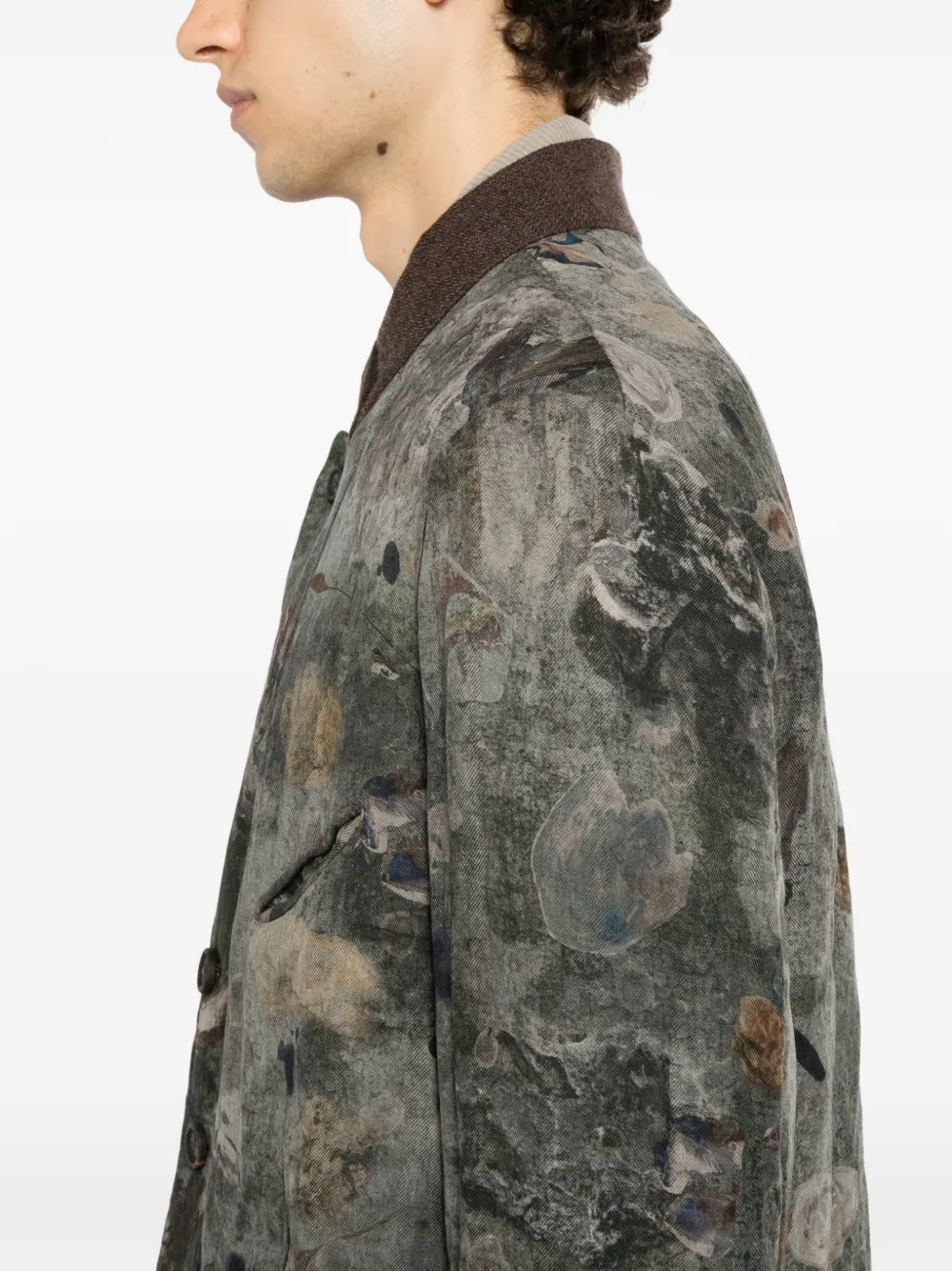 Ziggy Chen digital-print stand-collar blazer Grijs