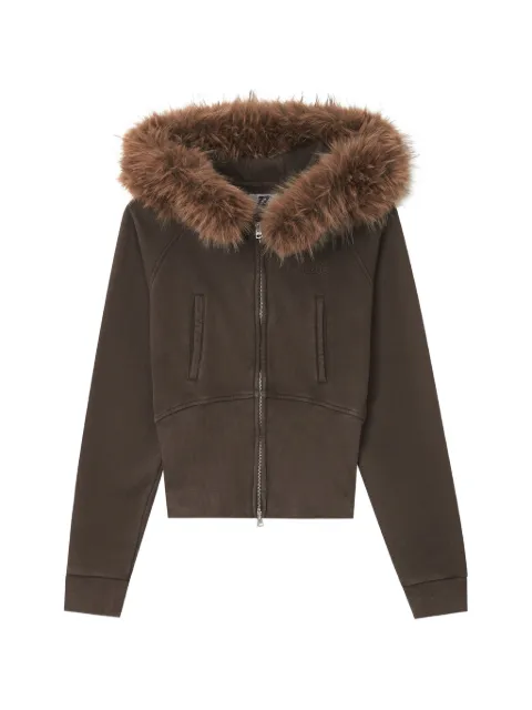 izzue faux-fur trim zip-up hoodie