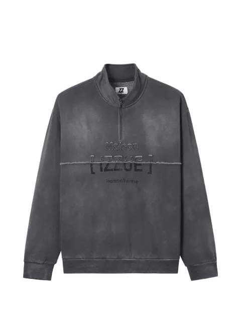 izzue faded-effect half-zip sweater