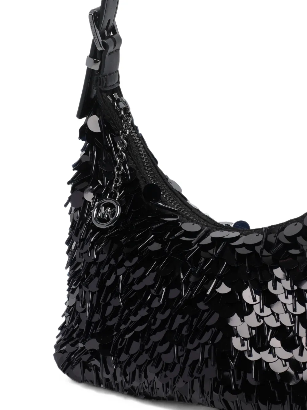 Michael Kors Nolita small paillette embellished pochette bag Zwart