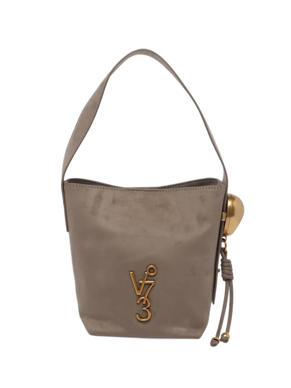 V°73 Azzurrite logo-plaque bucket bag - Nude