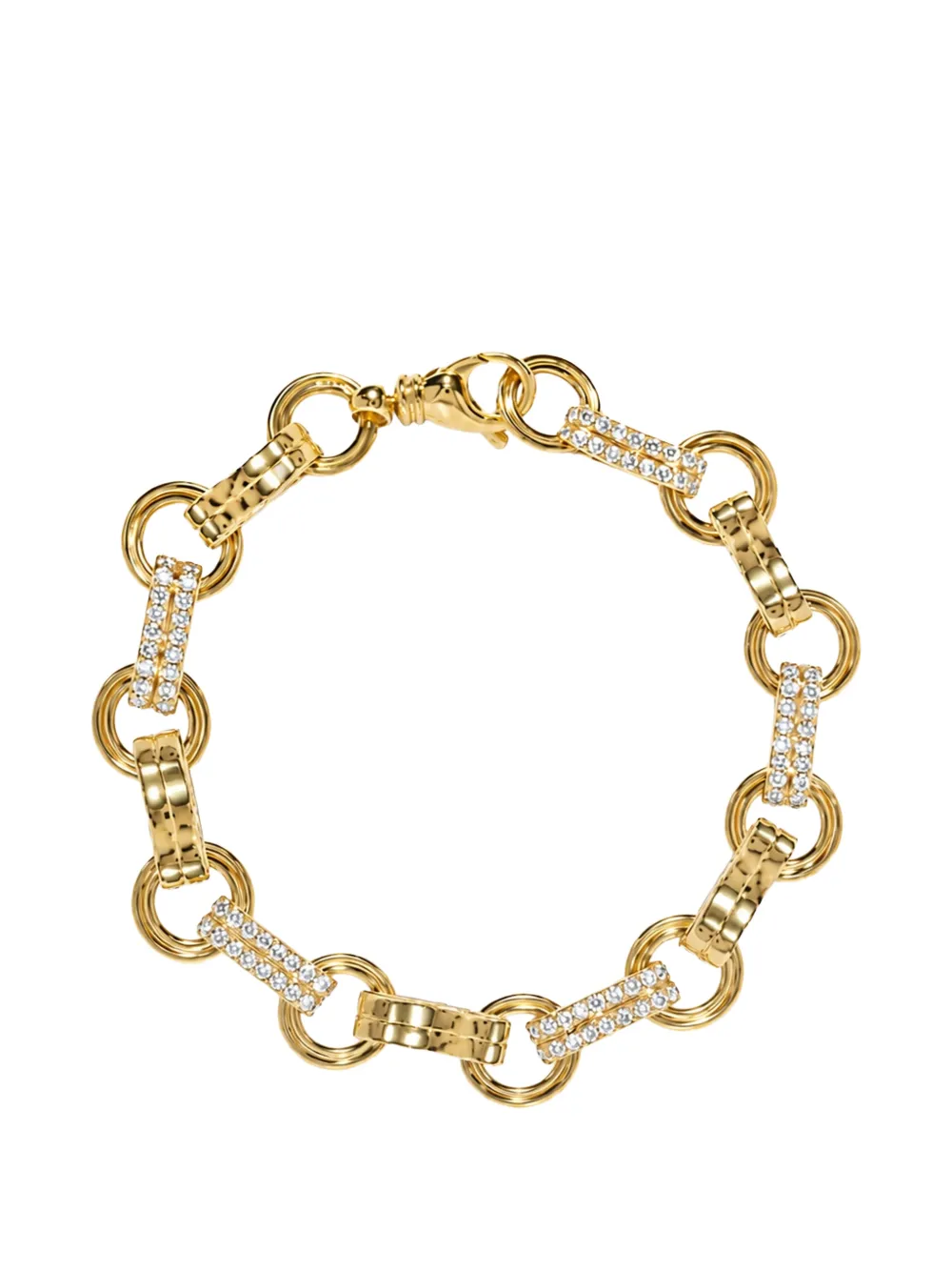 Azlee robust-motif diamond bracelet - Gold